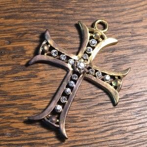 Bejeweled cross pendant, celtic style - Vintage '80s Sparkle jewelry